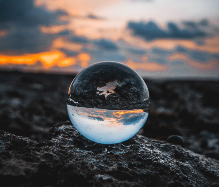 Beatiful landscape seen through a glass ball.