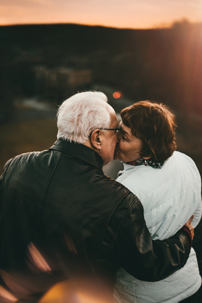 Two people kissing