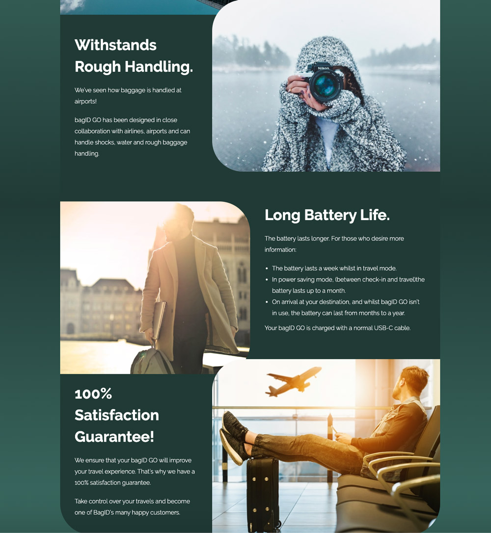 Screenshot of inspirational imagery on the new BagID website.