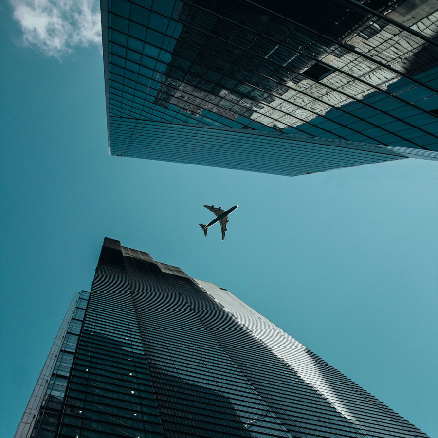 A plane seen from the ground.