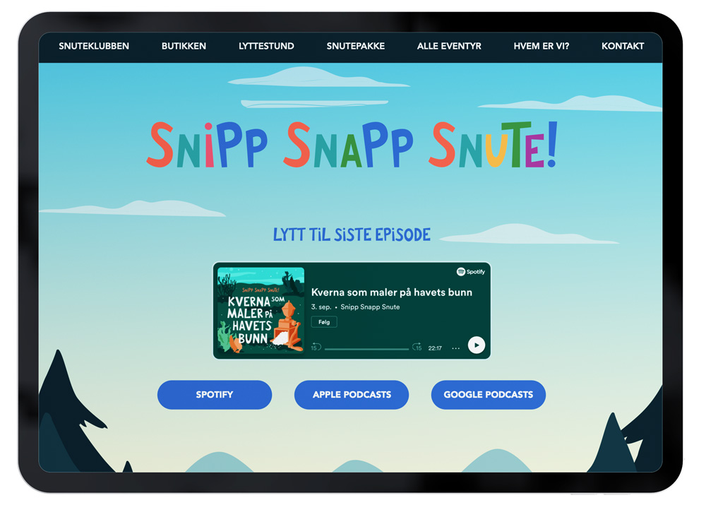 The website I designed for Snipp Snapp Snute